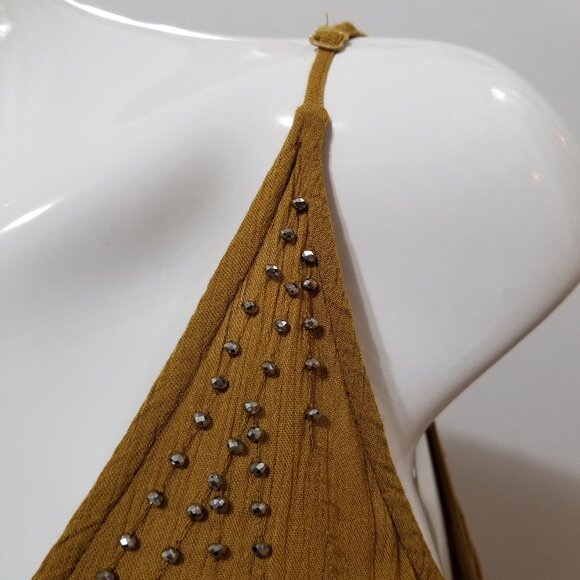 Free People top Small BB Embellished Cami beaded spaghetti strap v-neck - Picture 7 of 16